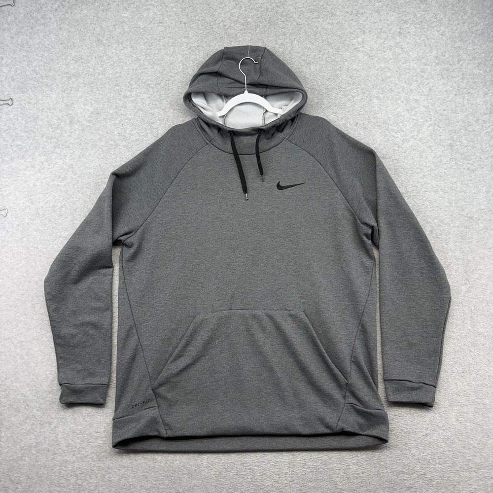Nike Sweatshirt Mens XL‎ Grey Dri Fit Hoodie Therma Training Mock Neck Pullover